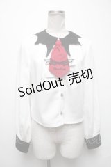To Alice（BlackShamrock） / バットガールネクタイ付きブラウス  黒ｘ白 S-25-03-20-022-LO-BL-AS-ZS
