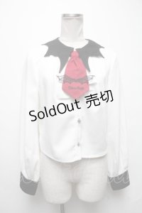 To Alice（BlackShamrock） / バットガールネクタイ付きブラウス  黒ｘ白 S-25-03-20-022-LO-BL-AS-ZS