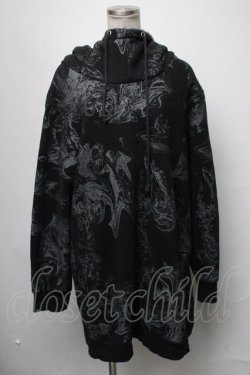 画像1: NAOTO SEVEN / プリント裏起毛パーカー  黒 S-25-03-20-039-HN-TO-HR-ZT177