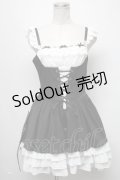 To Alice（BlackShamrock） / バットガールビスチェ風ジャンパースカート  黒ｘ白 S-25-03-20-050-LO-OP-AS-ZS
