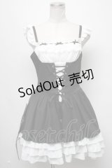To Alice（BlackShamrock） / バットガールビスチェ風ジャンパースカート  黒ｘ白 S-25-03-20-050-LO-OP-AS-ZS