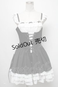 To Alice（BlackShamrock） / バットガールビスチェ風ジャンパースカート  黒ｘ白 S-25-03-20-050-LO-OP-AS-ZS