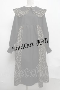 merry jenny / 切替flowerフリルワンピース  黒 S-25-03-22-055-LO-OP-HR-ZS