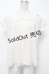 F i.n.t / リボン刺繍半袖ブラウス  オフ S-25-03-22-021-CA-BL-HR-ZS