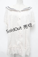 axes femme / レースラインマリンブラウス  オフ S-25-03-22-024-AX-BL-AS-ZS
