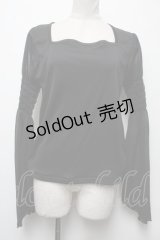 BPN / 袖シフォン切替カットソー  黒 S-25-03-22-037-GO-TO-AS-ZS