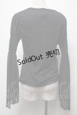 画像2: BPN / 袖シフォン切替カットソー  黒 S-25-03-22-037-GO-TO-AS-ZS