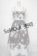 axes femme NOSTALGIE / アンティークブーケ柄ワンピース  黒 S-25-03-23-1064-AX-OP-HR-ZS