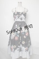 axes femme NOSTALGIE / アンティークブーケ柄ワンピース  黒 S-25-03-23-1064-AX-OP-HR-ZS