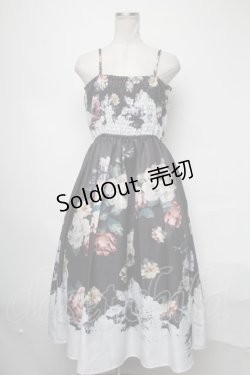 画像1: axes femme NOSTALGIE / アンティークブーケ柄ワンピース  黒 S-25-03-23-1064-AX-OP-HR-ZS
