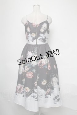 画像2: axes femme NOSTALGIE / アンティークブーケ柄ワンピース  黒 S-25-03-23-1064-AX-OP-HR-ZS