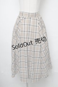 axes femme / ビッグチェック柄ロングスカート  ベージュ S-25-03-23-1070-AX-SK-AS-ZS
