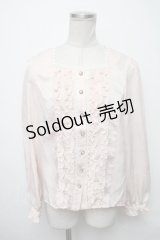 axes femme NOSTALGIE / スクエアネックフリルブラウス  ピンク S-25-03-23-1019-AX-BL-HR-ZS