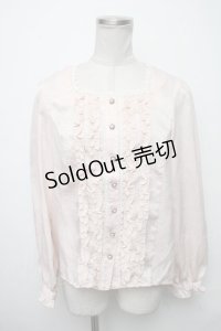 axes femme NOSTALGIE / スクエアネックフリルブラウス  ピンク S-25-03-23-1019-AX-BL-HR-ZS