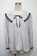 axes femme / 小花柄トップス  青ｘ白 S-25-03-23-1023-AX-TO-HR-ZS