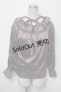 axes femme / ギャザーデザインサテンブラウス  ブラウン S-25-03-23-1029-AX-BL-HR-ZS