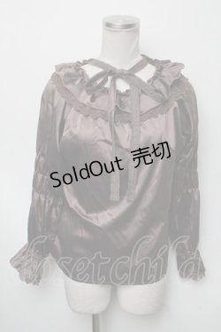 画像1: axes femme / ギャザーデザインサテンブラウス  ブラウン S-25-03-23-1029-AX-BL-HR-ZS
