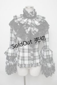 MARBLE / レース付きチェック柄ジャケット  黒ｘ白 S-25-03-23-1034-GO-OP-HR-ZS