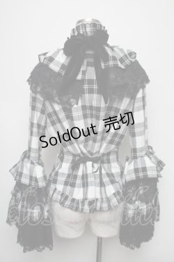 画像2: MARBLE / レース付きチェック柄ジャケット  黒ｘ白 S-25-03-23-1034-GO-OP-HR-ZS