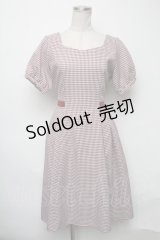 axes femme POETIQUE / ハートネックギンガムワンピース  赤 S-25-03-23-1038-AX-SK-HR-ZS