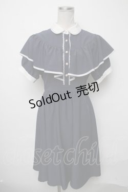 画像1: axes femme POETIQUE / ケープ風デザインワンピース  紺 S-25-03-23-1040-AX-OP-HR-ZS