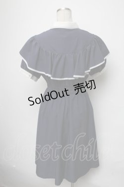 画像2: axes femme POETIQUE / ケープ風デザインワンピース  紺 S-25-03-23-1040-AX-OP-HR-ZS