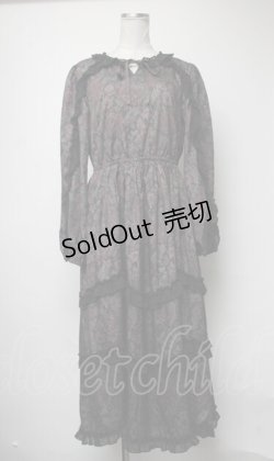 画像1: axes femme NOSTALGIE / 花柄フリルシフォンワンピース  黒 S-25-03-23-1041-AX-OP-HR-ZS