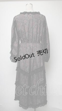 画像2: axes femme NOSTALGIE / 花柄フリルシフォンワンピース  黒 S-25-03-23-1041-AX-OP-HR-ZS
