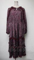 axes femme NOSTALGIE / 花柄フリルシフォンワンピース  ワイン S-25-03-23-1042-AX-OP-HR-ZI