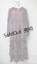 axes femme NOSTALGIE / 花柄フリルシフォンワンピース  ワイン S-25-03-23-1042-AX-OP-HR-ZI