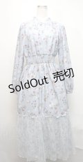 axes femme / ベリー柄ロングワンピース  サックス S-25-03-23-1050-AX-OP-HR-ZS
