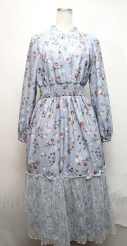 画像1: axes femme / ベリー柄ロングワンピース  サックス S-25-03-23-1050-AX-OP-HR-ZS