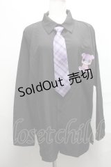NieR Clothing / ちゃむちゃむカラーネクタイ付きシャツ  黒ｘ紫 S-25-03-25-055-PU-BL-HR-ZS