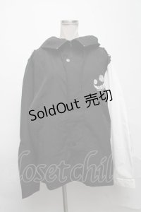 NieR Clothing / フード付きナイロンジャケット  黒ｘ白 S-25-03-25-062-PU-TO-HR-ZS