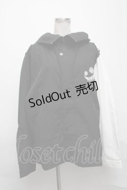 画像1: NieR Clothing / フード付きナイロンジャケット  黒ｘ白 S-25-03-25-062-PU-TO-HR-ZS