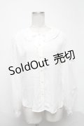 axes femme kawaii / ドットチュールブラウス  白 S-25-03-25-013-AX-BL-HR-ZS