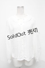 axes femme kawaii / ドットチュールブラウス  白 S-25-03-25-013-AX-BL-HR-ZS