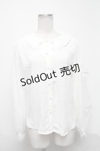 axes femme kawaii / ドットチュールブラウス  白 S-25-03-25-013-AX-BL-HR-ZS