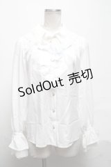 axes femme kawaii / プリエールフリルブラウス  白 S-25-03-25-014-AX-BL-HR-ZS