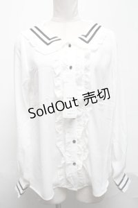 axes femme / クラシカルセーラーブラウス  白 S-25-03-25-015-AX-BL-HR-ZS