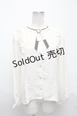 axes femme / ブローチ付きヴィンテージブラウス  キナリ S-25-03-25-017-AX-BL-HR-ZS