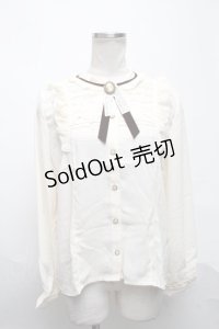 axes femme / ブローチ付きヴィンテージブラウス  キナリ S-25-03-25-017-AX-BL-HR-ZS