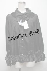 axes femme kawaii / プリエールフリルブラウス  黒 S-25-03-25-030-AX-BL-HR-ZS