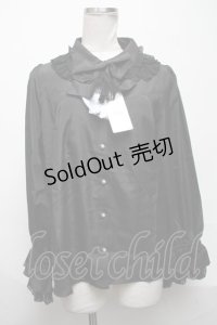 axes femme kawaii / プリエールフリルブラウス  黒 S-25-03-25-030-AX-BL-HR-ZS
