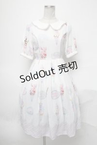 axes femme kawaii / アイス柄半袖ワンピース  白 S-25-03-28-054-AX-OP-AS-ZS