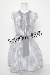 axes femme / ギンガムチェックノースリーブワンピース  紺 S-25-03-28-063-AX-OP-AS-ZS