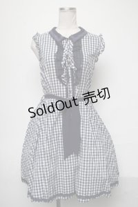 axes femme / ギンガムチェックノースリーブワンピース  紺 S-25-03-28-063-AX-OP-AS-ZS