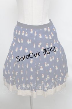 画像1: 【SALE】Jane Marple Dans Le Salon / ネコ柄プリーツスカート  紺 S-25-03-28-078-JM-SK-AS-ZT408