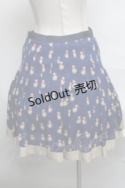画像2: 【SALE】Jane Marple Dans Le Salon / ネコ柄プリーツスカート  紺 S-25-03-28-078-JM-SK-AS-ZT408