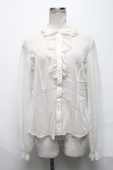 Emily Temple cute / ドビードット&フロントフリル長袖ブラウス  キナリ S-25-03-28-010-ET-BL-HR-ZS